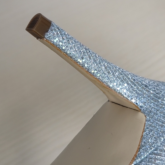 Michael Kors Ava Mid Heel Strappy Silver Glitter Sandals Heels PV19H Size 10M - Picture 9 of 16